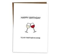 BYANIKA Biglietto di compleanno per partner in vino, formato A6, divertente, carino, per la migliore amica, sorella, mamma, fidanzata, partner, collega, amante, vino, amanti, regali per le donne