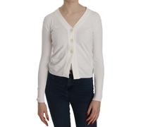 BYBLOS White V-neck Long Sleeve Cropped Cardigan Tops Sweater - S