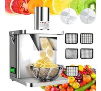 ByBoDi Affettatrice Commerciale per Frutta e Verdura da 250 W, Automatica per Alimenti a cubetti, affettati e grattugiati, con 7 stampi, Tritatutto Elettrico per Verdure 3 in 1