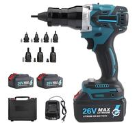 ByBoDi Set di rivettatrice a Batteria 2 in 1, rivettatrice Automatica Portatile con Inserti per Rivetti a Strappo M3/M4/M5/M6/M8/M10/M12, alimentata a Batteria, per Alluminio 5200mAh-1Battery