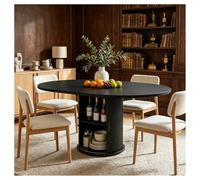 BYCCZMGAD Tavolo da pranzo rotondo, 4-6 posti, 118 cm, con base scanalata, per la casa, nero