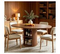 BYCCZMGAD Tavolo da pranzo rotondo, 4-6 posti, 118 cm, con base scanalata, per la casa, noce