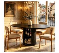 BYCCZMGAD Tavolo da pranzo rotondo da 118 cm per 4-6 persone, base scanalata, tavolo da cucina e sala da pranzo, salvaspazio, per piccoli spazi, nero