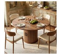 BYCCZMGAD Tavolo da pranzo rotondo da 118 cm per 4-6 persone, moderno tavolo da cucina con piedistallo scanalato, per sala da pranzo di casa, noce