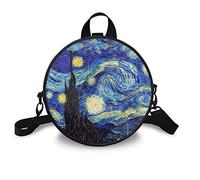 BYCHECAR Borsa casual borsa a tracolla per donna piccole borse rotonde, Notte stellata di Van Gogh, Taglia unica
