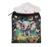 BYCHECAR Borsa portaoggetti per tovaglioli igienici con elefante e farfalla, sacchetti per coppette mestruali, porta assorbenti per allattamento, borse per tamponi, borsa portatile per kit mestruale,