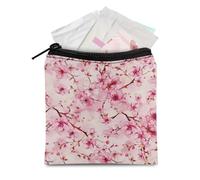BYCHECAR Borsa portatile per assorbenti igienici con fiori di ciliegio, riutilizzabile, per ragazze e donne, per periodo scolastico, ufficio, mini sacchetto per assorbenti femminili