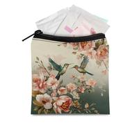 BYCHECAR Borsa portatile per assorbenti igienici con motivo di colibrì, riutilizzabile, per ragazze e donne, per scuola, ufficio, mini sacchetto per assorbenti femminili