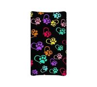 BYCHECAR Coperture per fasciatoio, motivo zampa di cane e cuore, per neonati e ragazzi, comode, morbide, traspiranti, colore: nero