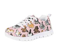 BYCHECAR Scarpe da corsa per ragazze e ragazzi, scarpe da tennis per bambini, casual, atletiche, camminate, sportive, leggere, Cute Cats Rosa, 32 EU
