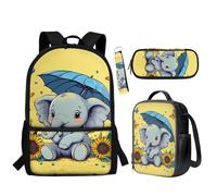 BYCHECAR Zaino per la scuola 2025 Trendy Lunch Box Astuccio Astuccio Portachiavi Set per Classroom, Elefante, Taglia unica, Zaino per bambini