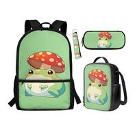 BYCHECAR Zaino per la scuola 2025 Trendy Lunch Box Astuccio Astuccio Portachiavi Set per Classroom, Rana, Taglia unica, Zaino per bambini