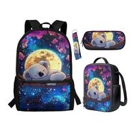 BYCHECAR Zaino scolastico per adolescenti, portapranzo, astuccio portamatite, portachiavi, set per giorni scolastici, Koala., Taglia unica, Zaino per bambini