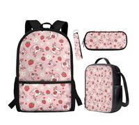 BYCHECAR Zaino scolastico per ragazze 2025 borse per il pranzo alla moda astuccio astuccio portachiavi set per giorni scolastici, Axolotl Fragola, Taglia unica, Zaino per bambini