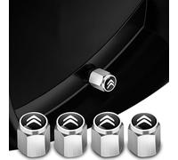 BYCHKA 4 Pezzi Tappi per Valvole in Lega per Citroen Nemo Estate 2009-2020, Tappi Valvola per Pneumatici Antipolvere Pneumatici con Guarnizione a Prova di Esplosione,Silver