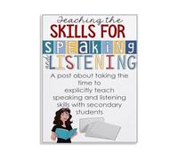 BYCIFRLG Discussion Skills Poster for Secondary Education Speaking Listening Techniques Canvas Art Classroom Teaching Tool(Framed,12x18inch(30x45cm))