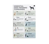 BYCIFRLG Dog Training Hand Signals Chart: Visual Commands & Obedience Guide, Canvas Wall-Art for Dog Trainers & Pet Owners(Framed,16x24inch(40x60cm))