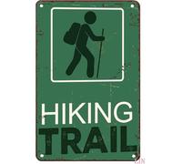 BYCIFRLG Metal Hiking Trail Sign Vintage Rustic Wall Decor for Garage Man Cave Home Aluminum Tin Poster 8 X 12 in