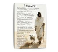 BYCIFRLG Psalm 91 Canvas Wall-Art: Scripture Painting for Prayer and Inspirational Decor(Framed,12x18inch(30x45cm))