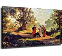 BYCIFRLG Resurrection Appearance Canvas Print, The Road to Emmaus Jesus Wall-Art, Biblical Inspirational Decor for Christian Home(Framed,16x24inch(40x60cm))