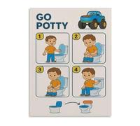 BYCIFRLG Toddler Toilet Training Chart Educational Canvas Poster with Reward System Wall-Art for Nursery Room Bathroom Decor(Unframed,12x18inch(30x45cm))