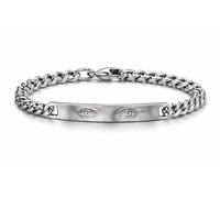 ByClay Laboratory Braccialetto Incisione Occhi Uomo o Donna Personalizzabile | Bracciale Sguardo con Catena con piastrina personalizzato in acciaio inossidabile