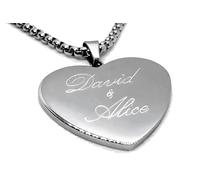 ByClay Laboratory Incisione Personalizzata Collana Donna Cuore in Acciaio Inox - Incisione Elegante Fronte/Retro - Tre Misure del Pendente - Diverse Lunghezze - Idea Regalo con Scatolina
