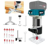 Bycpower - Fresa a batteria per Makita da 18 V, 800 W, con 6 velocità, 30000 giri/min, fresa multifunzione portatile, fresa a mano portatile con 15 frese da 1/4" (senza batteria)