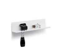 byde Helke - Mensola da Parete, 30 x 6 x 6 cm, 5 Ganci e Porta Cavi, In Lamiera di Acciaio Verniciato a Polvere, Organizer per Chiavi e Lettere per Ingresso, Corridoio, Cucina, Ufficio, Colore Grigio