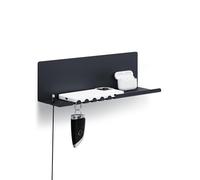 byde Helke - Mensola da Parete, 30 x 9 x 9 cm, 5 Ganci e Porta Cavi, In Lamiera di Acciaio Verniciato a Polvere, Organizer per Chiavi e Lettere per Ingresso, Corridoio, Cucina, Ufficio, Colore Nero