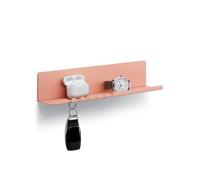 Byde Helke - Mensola da Parete, 30x6x6 cm, 5 Ganci e Porta Cavi, In Lamiera di Acciaio Verniciato a Polvere, Organizer per Chiavi e Lettere per Ingresso, Corridoio, Cucina, Ufficio, Colore Beige Rosso