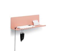 Byde Helke - Mensola da Parete, 30x9x9 cm, 5 Ganci e Porta Cavi, In Lamiera di Acciaio Verniciato a Polvere, Organizer per Chiavi e Lettere per Ingresso, Corridoio, Cucina, Ufficio, Colore Beige Rosso