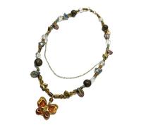 [Bydezcon] Collana colorata a doppio strato regolabile lunghezza catena clavicola collana di perline colorate eleganti accessori per le donne