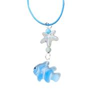 [Bydezcon] Collana con ciondolo a forma di pesce di cristallo da donna accessori per uso quotidiano e fotografia di viaggio