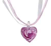 Bydezcon Collane da donna, alla moda, con ciondolo a forma di cuore, in vetro, elegante, con rose e fiori, collane a girocollo per San Valentino, vetro/smaltato