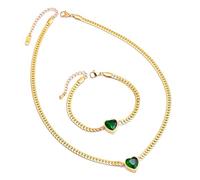 [Bydezcon] Set di gioielli alla moda con ciondolo in cristallo a forma di cuore collana regolabile e bracciale accessori per gioielli da donna