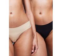 Bye Bra - Confezione da 2 perizomi invisibili sotto i vestiti effetto levigante nero e beige-Multicolore M