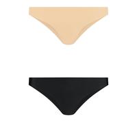 Bye Bra - Confezione da 2 paia di slip brasiliana invisibili sotto i vestiti effetto levigante color nero e beige-Multicolore S