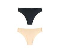 Bye Bra Mutandine Invisibili, Mutandine Brasiliane, Vita Alta, Senza Cuciture, Senza Slip, Bordi Lisci, Confezione da 2, Taglie: S-XL, Beige E Nero (L, l)