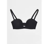Bye Bra - Reggiseno nero senza spalline con scollo profondo M