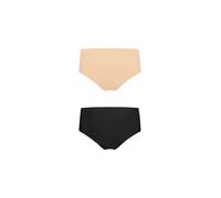 Bye Bra - Confezione da 2 paia di slip alti invisibili sotto i vestiti effetto levigante color nero e beige-Multicolore XL