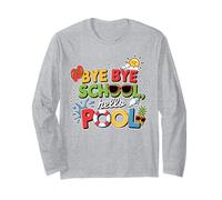 Bye Bye School Hello Pool Maglietta per Bambini Ultimo Maglia a Manica