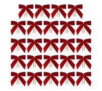 Byeaon di Natale in Velluto, attaccamento Facile e Sicuro, 24 Pezzi, Piccoli Fiocchi di Natale in Velluto Rosso, Fiocchi di Twist, gravi romantici Caldi, per Interno, Esterno