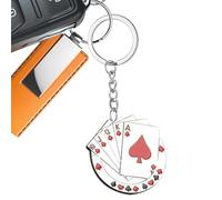 Byeaon Pendente di portachiavi da poker, ciondolo per le carte da gioco, accessorio a tema di gioco, trasporto facile, più funzioni, 10,3 x 3,9 cm, per la decorazione delle borse e carry quotidiano
