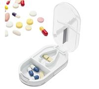 Byeaon Tagliapillole, Scatola portaoggetti portatile per tagliapillole, Tagliapillole portatile con scomparto per pillole integrato per tagliare le pillole più resistenti