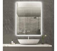 byecold Riscaldamento a infrarossi 250W Riscaldamento specchio Specchio Riscaldamento Infrarossi Specchio da bagno con interruttore touch meteo Smart WiFi Specchio da bagno con illuminazione LED Caldo