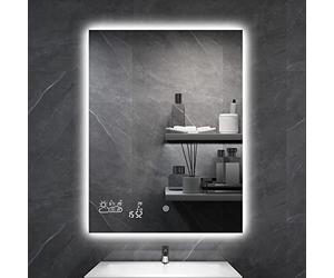 byecold Specchio da bagno a LED, anti-appannamento, 60 x 80 cm, con interruttore touch, stazione meteo WiFi e data, Smart Mirror, verticale