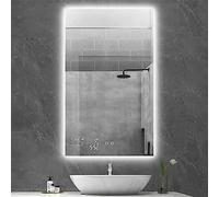 byecold Specchio da bagno con illuminazione a LED, 60 x 100 cm, riscaldamento a specchio con stazione meteo, specchio da bagno WiFi, riscaldamento a specchio con interruttore touch, verticale