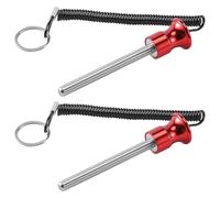 byepica 2 perni per attrezzi da palestra, resistenti, con manico in metallo rosso, per fori da 10 mm, portachiavi incluso per una facile manipolazione