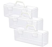 byepica 3 contenitori per pittura acrilica, extra large per 90 bottiglie, design impilabile con comodi manici, plastica trasparente resistente per forniture artistiche